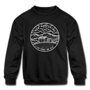 New Hampshire Youth Sweatshirt - State Design Youth New Hampshire Crewneck Sweatshirt - black