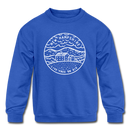 New Hampshire Youth Sweatshirt - State Design Youth New Hampshire Crewneck Sweatshirt - royal blue
