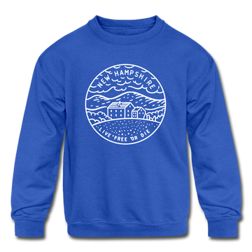 New Hampshire Youth Sweatshirt - State Design Youth New Hampshire Crewneck Sweatshirt - royal blue