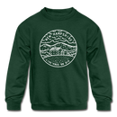 New Hampshire Youth Sweatshirt - State Design Youth New Hampshire Crewneck Sweatshirt - forest green