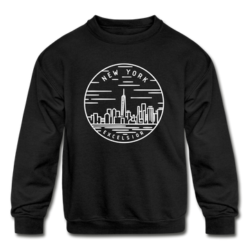 New York Youth Sweatshirt - State Design Youth New York Crewneck Sweatshirt - black