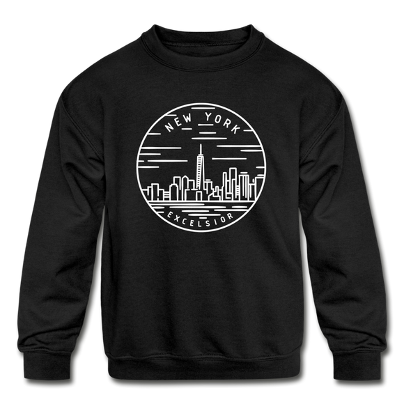 New York Youth Sweatshirt - State Design Youth New York Crewneck Sweatshirt - black