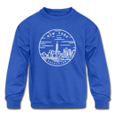 New York Youth Sweatshirt - State Design Youth New York Crewneck Sweatshirt - royal blue