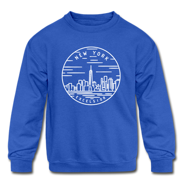 New York Youth Sweatshirt - State Design Youth New York Crewneck Sweatshirt - royal blue