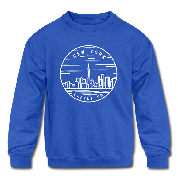 New York Youth Sweatshirt - State Design Youth New York Crewneck Sweatshirt - royal blue