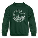 New York Youth Sweatshirt - State Design Youth New York Crewneck Sweatshirt - forest green