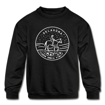 Oklahoma Youth Sweatshirt - State Design Youth Oklahoma Crewneck Sweatshirt - black