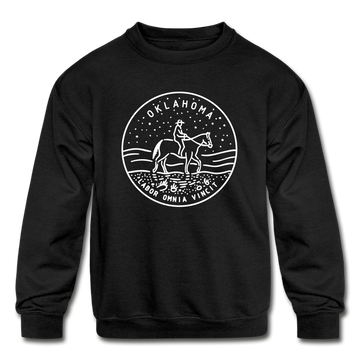 Oklahoma Youth Sweatshirt - State Design Youth Oklahoma Crewneck Sweatshirt - black