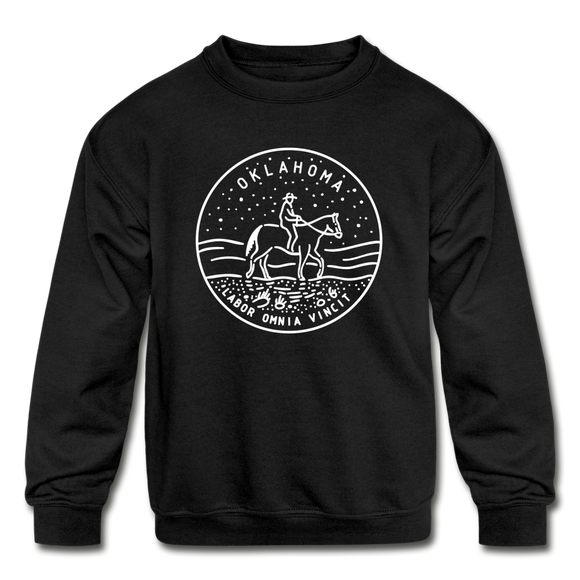 Oklahoma Youth Sweatshirt - State Design Youth Oklahoma Crewneck Sweatshirt - black