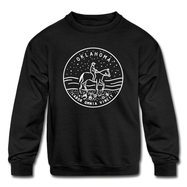 Oklahoma Youth Sweatshirt - State Design Youth Oklahoma Crewneck Sweatshirt - black