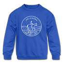 Oklahoma Youth Sweatshirt - State Design Youth Oklahoma Crewneck Sweatshirt - royal blue