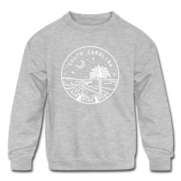 South Carolina Youth Sweatshirt - State Design Youth South Carolina Crewneck Sweatshirt - heather gray