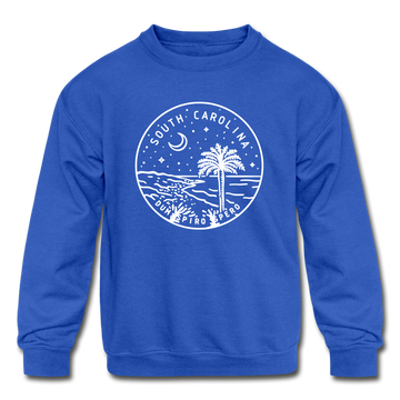 South Carolina Youth Sweatshirt - State Design Youth South Carolina Crewneck Sweatshirt - royal blue