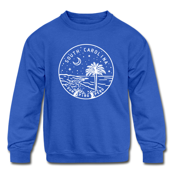 South Carolina Youth Sweatshirt - State Design Youth South Carolina Crewneck Sweatshirt - royal blue