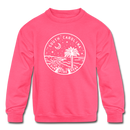 South Carolina Youth Sweatshirt - State Design Youth South Carolina Crewneck Sweatshirt - neon pink