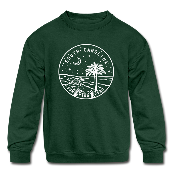 South Carolina Youth Sweatshirt - State Design Youth South Carolina Crewneck Sweatshirt - forest green
