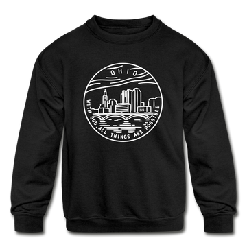 Ohio Youth Sweatshirt - State Design Youth Ohio Crewneck Sweatshirt - black