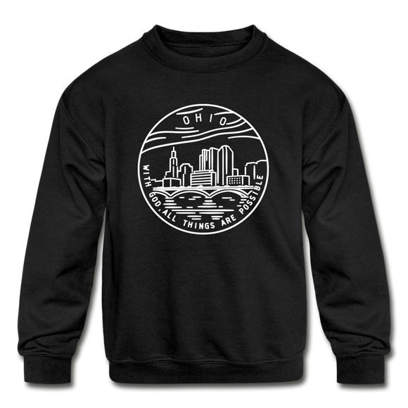 Ohio Youth Sweatshirt - State Design Youth Ohio Crewneck Sweatshirt - black
