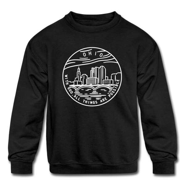 Ohio Youth Sweatshirt - State Design Youth Ohio Crewneck Sweatshirt - black