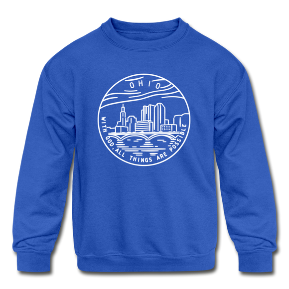 Ohio Youth Sweatshirt - State Design Youth Ohio Crewneck Sweatshirt - royal blue