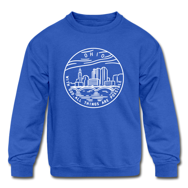 Ohio Youth Sweatshirt - State Design Youth Ohio Crewneck Sweatshirt - royal blue