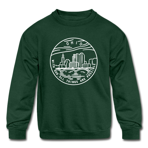 Ohio Youth Sweatshirt - State Design Youth Ohio Crewneck Sweatshirt - forest green