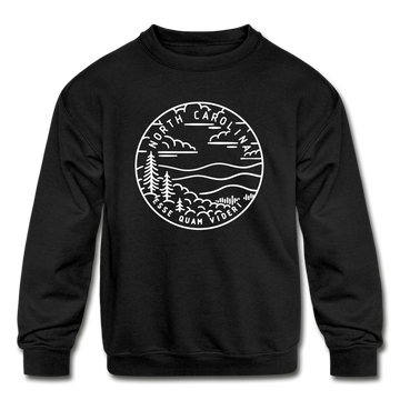 North Carolina Youth Sweatshirt - State Design Youth North Carolina Crewneck Sweatshirt - black
