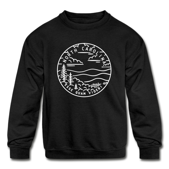North Carolina Youth Sweatshirt - State Design Youth North Carolina Crewneck Sweatshirt - black