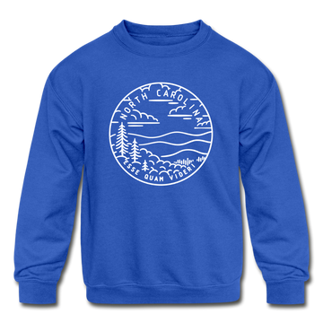North Carolina Youth Sweatshirt - State Design Youth North Carolina Crewneck Sweatshirt - royal blue
