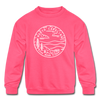 North Carolina Youth Sweatshirt - State Design Youth North Carolina Crewneck Sweatshirt - neon pink