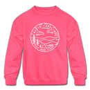 North Carolina Youth Sweatshirt - State Design Youth North Carolina Crewneck Sweatshirt - neon pink
