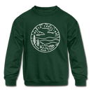 North Carolina Youth Sweatshirt - State Design Youth North Carolina Crewneck Sweatshirt - forest green
