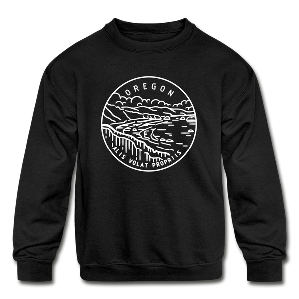 Oregon Youth Sweatshirt - State Design Youth Oregon Crewneck Sweatshirt - black