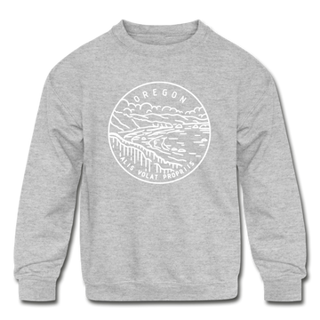 Oregon Youth Sweatshirt - State Design Youth Oregon Crewneck Sweatshirt - heather gray