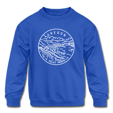 Oregon Youth Sweatshirt - State Design Youth Oregon Crewneck Sweatshirt - royal blue