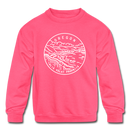 Oregon Youth Sweatshirt - State Design Youth Oregon Crewneck Sweatshirt - neon pink