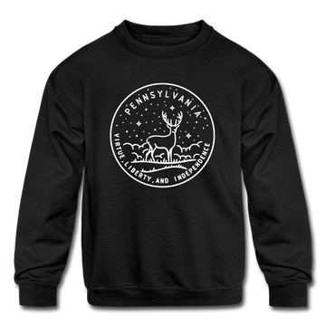 Pennsylvania Youth Sweatshirt - State Design Youth Pennsylvania Crewneck Sweatshirt - black