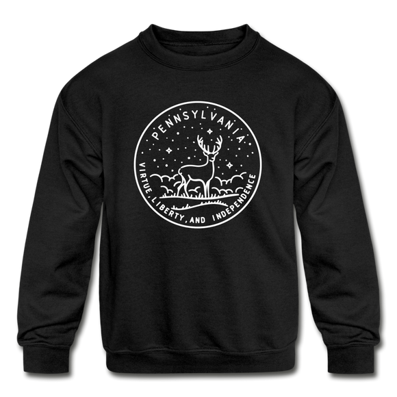 Pennsylvania Youth Sweatshirt - State Design Youth Pennsylvania Crewneck Sweatshirt - black