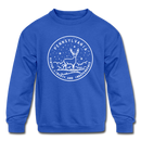 Pennsylvania Youth Sweatshirt - State Design Youth Pennsylvania Crewneck Sweatshirt - royal blue