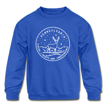 Pennsylvania Youth Sweatshirt - State Design Youth Pennsylvania Crewneck Sweatshirt - royal blue