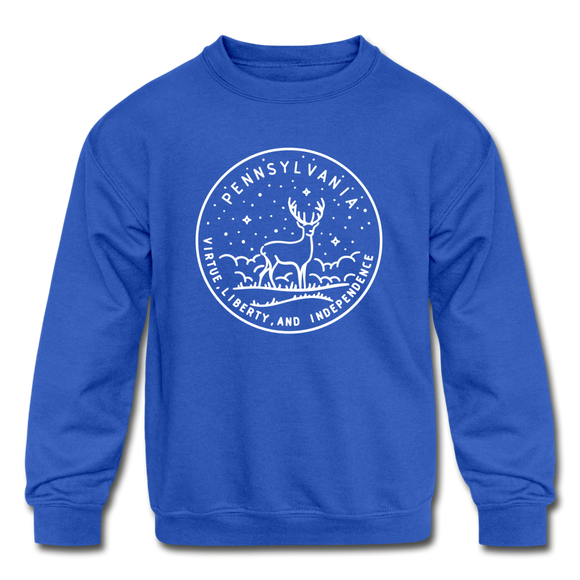 Pennsylvania Youth Sweatshirt - State Design Youth Pennsylvania Crewneck Sweatshirt - royal blue
