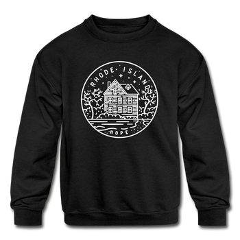 Rhode Island Youth Sweatshirt - State Design Youth Rhode Island Crewneck Sweatshirt - black