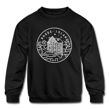 Rhode Island Youth Sweatshirt - State Design Youth Rhode Island Crewneck Sweatshirt - black