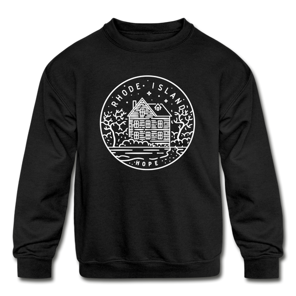 Rhode Island Youth Sweatshirt - State Design Youth Rhode Island Crewneck Sweatshirt - black