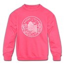 Rhode Island Youth Sweatshirt - State Design Youth Rhode Island Crewneck Sweatshirt - neon pink