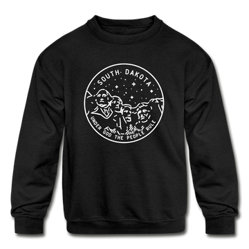 South Dakota Youth Sweatshirt - State Design Youth South Dakota Crewneck Sweatshirt - black