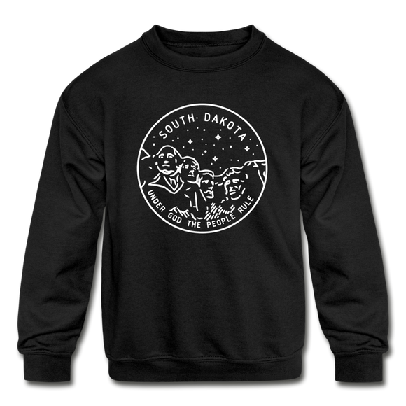 South Dakota Youth Sweatshirt - State Design Youth South Dakota Crewneck Sweatshirt - black