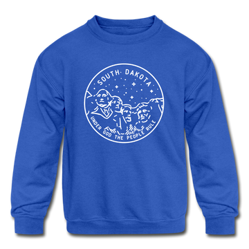 South Dakota Youth Sweatshirt - State Design Youth South Dakota Crewneck Sweatshirt - royal blue