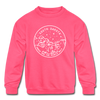 South Dakota Youth Sweatshirt - State Design Youth South Dakota Crewneck Sweatshirt - neon pink