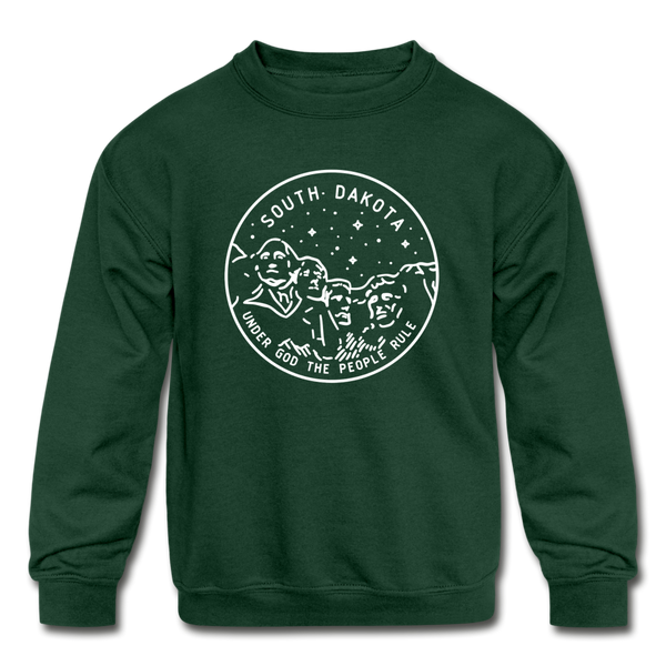 South Dakota Youth Sweatshirt - State Design Youth South Dakota Crewneck Sweatshirt - forest green